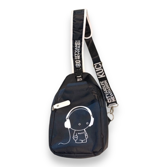 Kurchen & Bag 1980 Music Handbags - NWT Kuchen & Bag 1980 Music Crossbody Backpac Black & White W/ Adjustable Strap